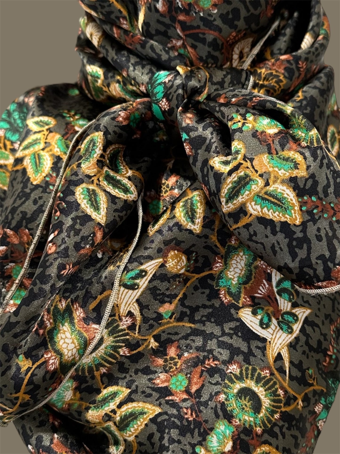Dark Green Mix Print Wild Rag
