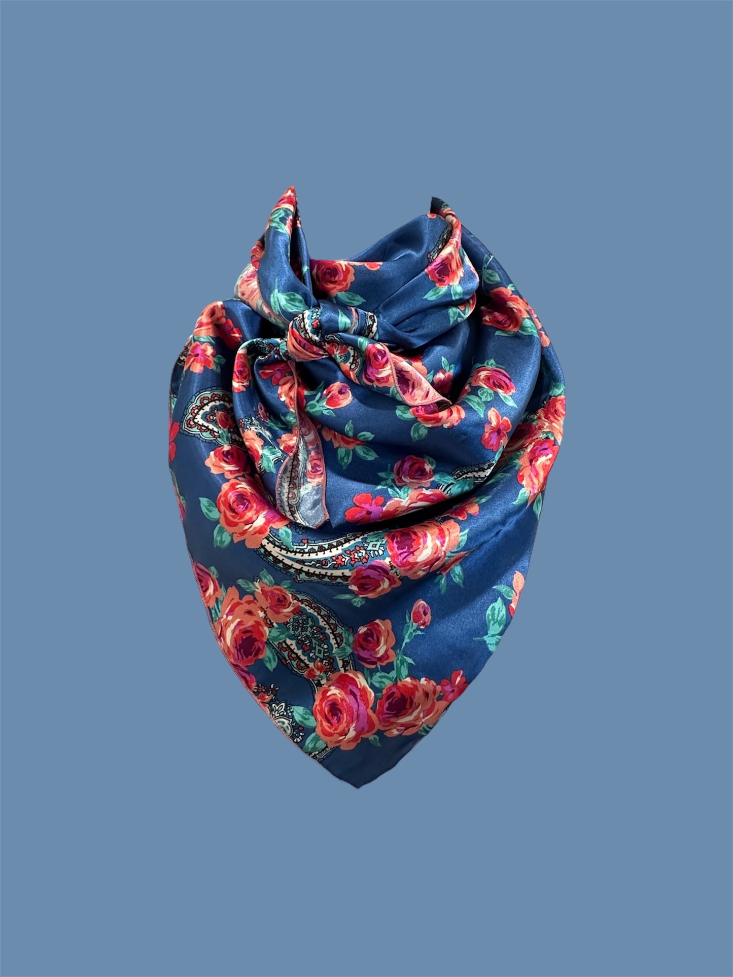Blue Floral Print Wild Rag