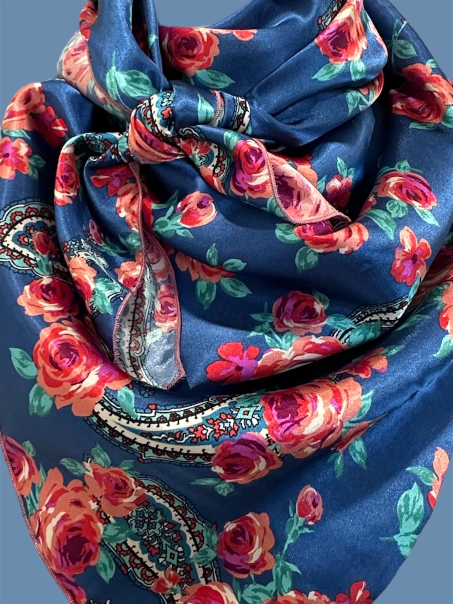 Blue Floral Print Wild Rag