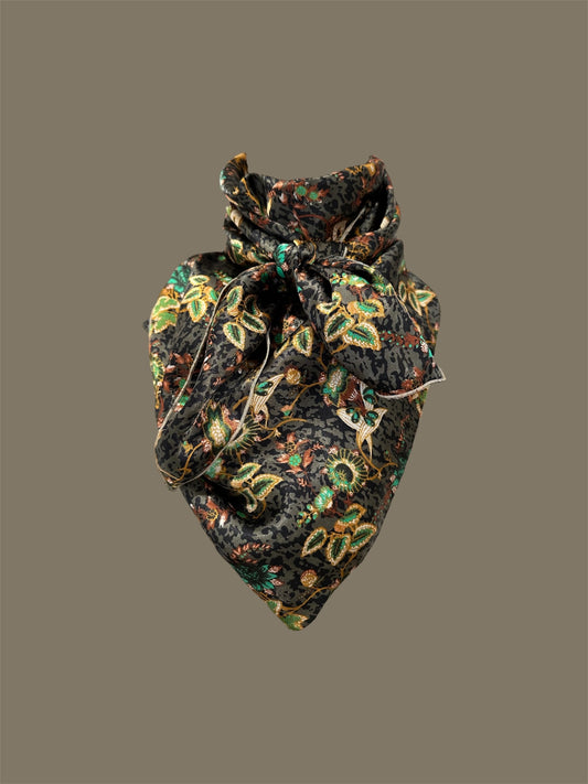 Dark Green Mix Print Wild Rag